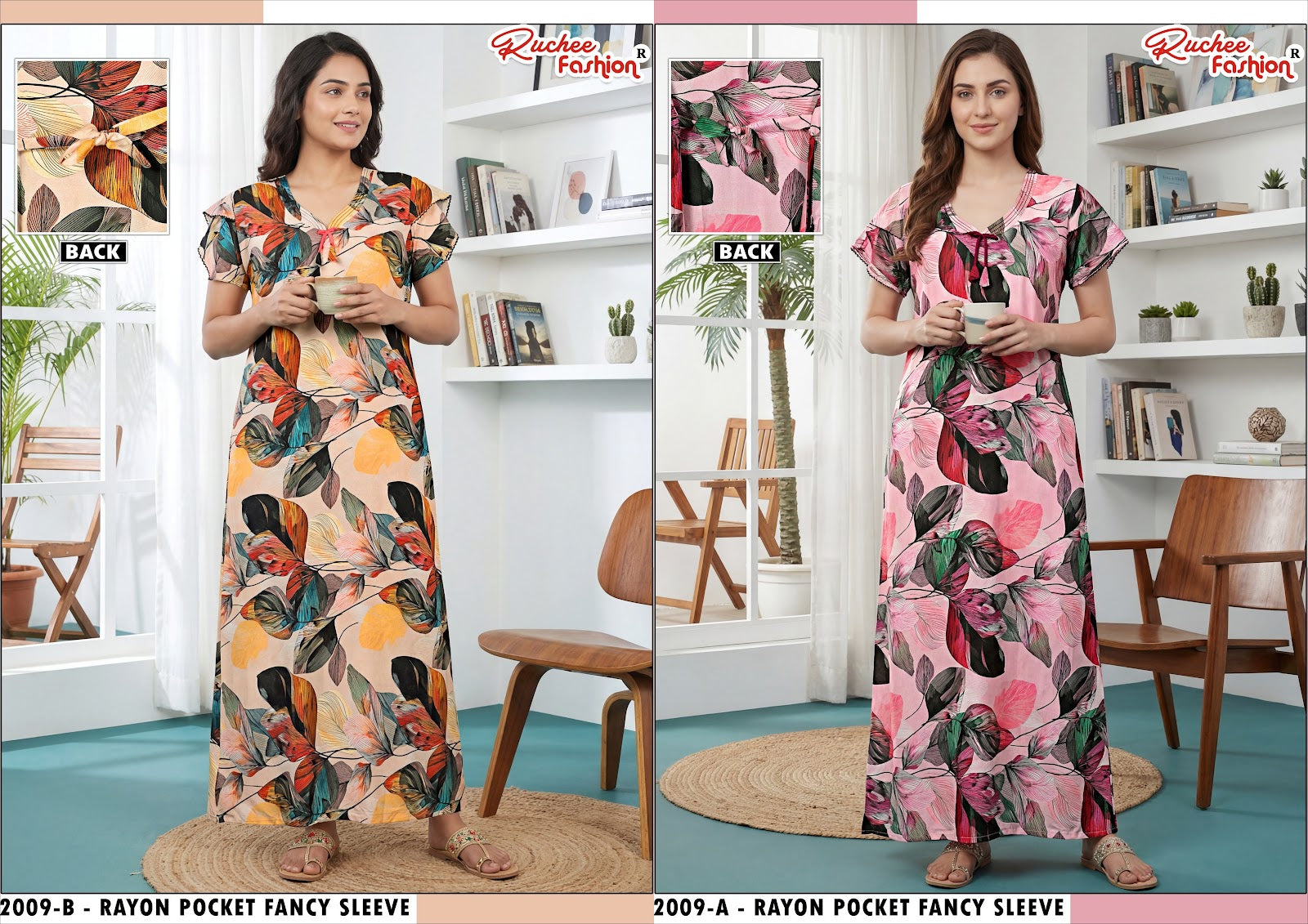L Size Rayon Ruchee Fashion Night Gowns Wholesaler Gujarat