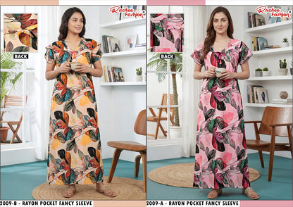 L Size Rayon Ruchee Fashion Night Gowns Wholesaler Gujarat