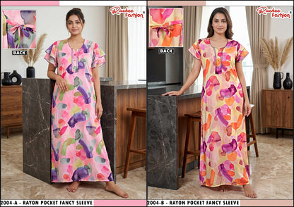 L Size Rayon Ruchee Fashion Night Gowns Wholesaler Gujarat