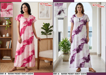 L Size Rayon Ruchee Fashion Night Gowns Wholesaler Gujarat