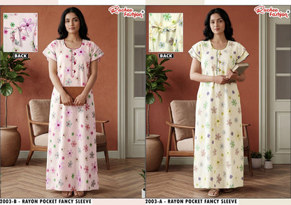 L Size Rayon Ruchee Fashion Night Gowns Wholesaler Gujarat