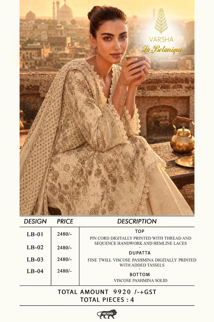 La Botanique Varshaa Cord Pashmina Suits Wholesale Price