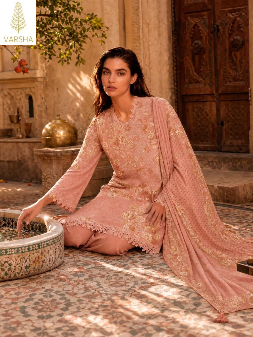 La Botanique Varshaa Cord Pashmina Suits Wholesale Price