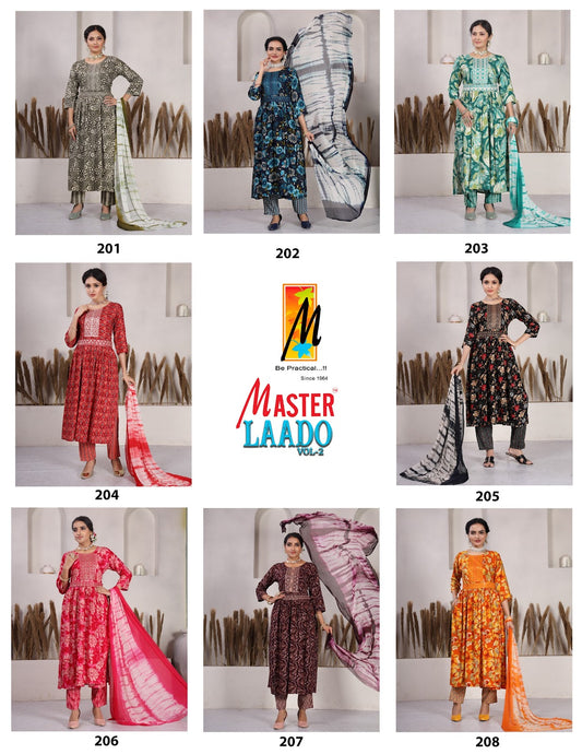 Laado Vol 2 Master Rayon Foil Readymade Pant Style Suits Exporter Gujarat