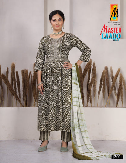 Laado Vol 2 Master Rayon Foil Readymade Pant Style Suits Exporter Gujarat