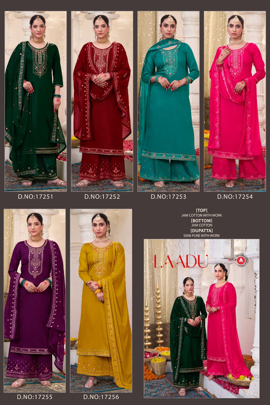 Laadu Triple Aaa Jam Cotton Plazzo Style Suits Wholesale Price