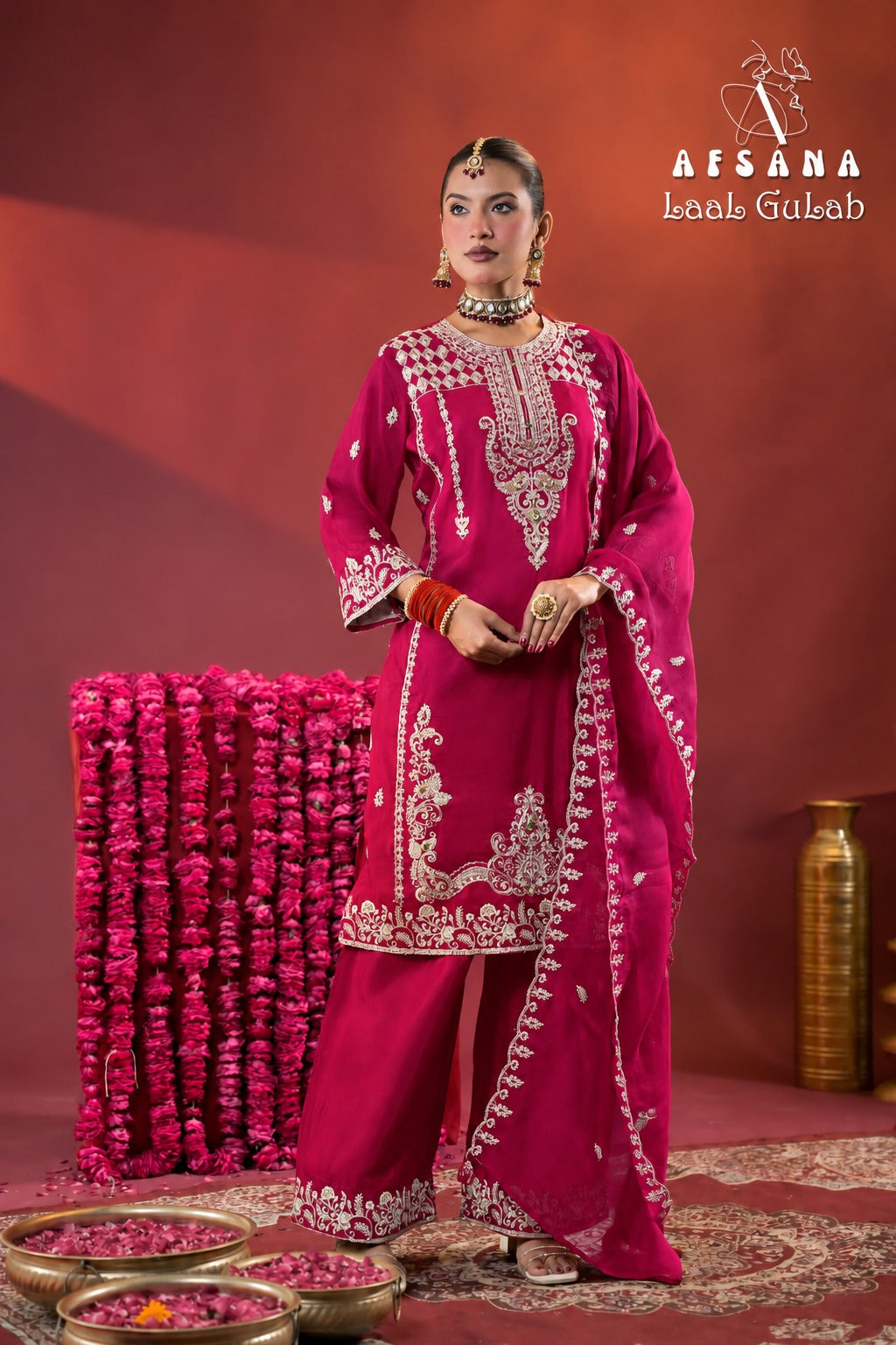 Laal Gulab Afsana Russian Readymade Plazzo Style Suits Wholesaler Gujarat