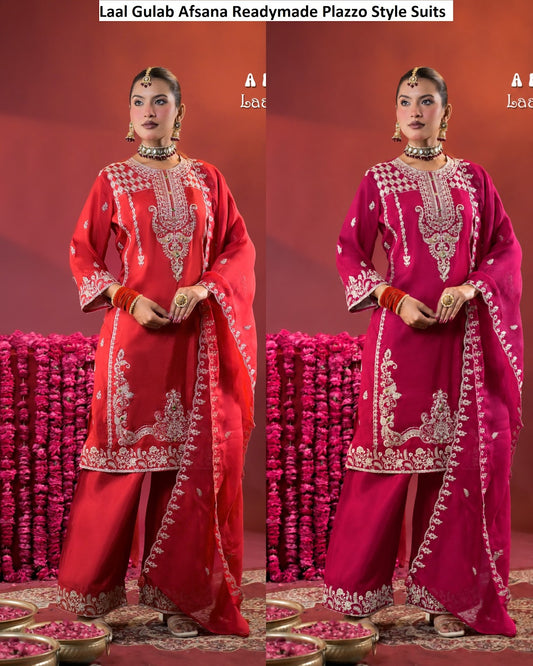 Laal Gulab Afsana Russian Readymade Plazzo Style Suits Wholesaler Gujarat