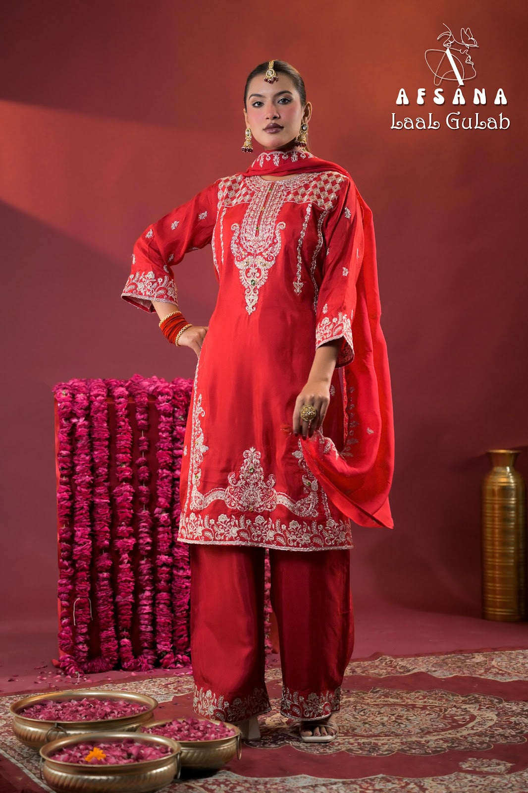 Laal Gulab Afsana Russian Readymade Plazzo Style Suits Wholesaler Gujarat