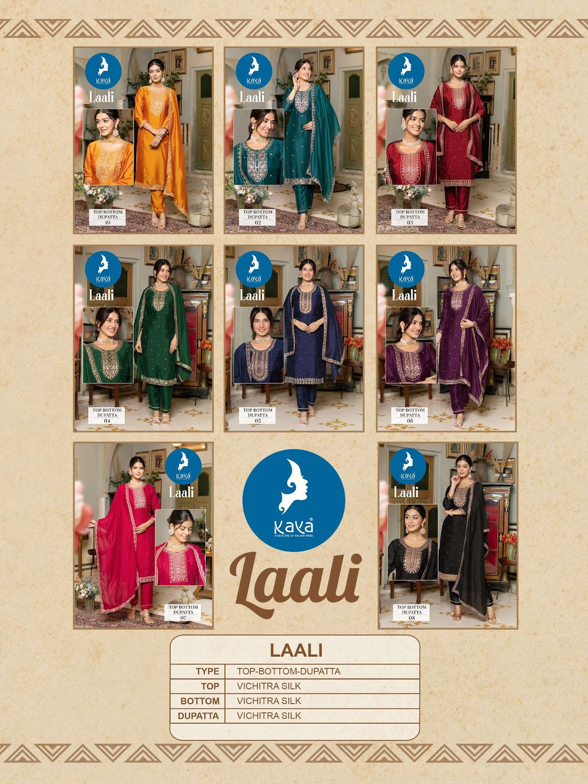 Laali Kaya Vichitra Silk Readymade Pant Style Suits Wholesaler India