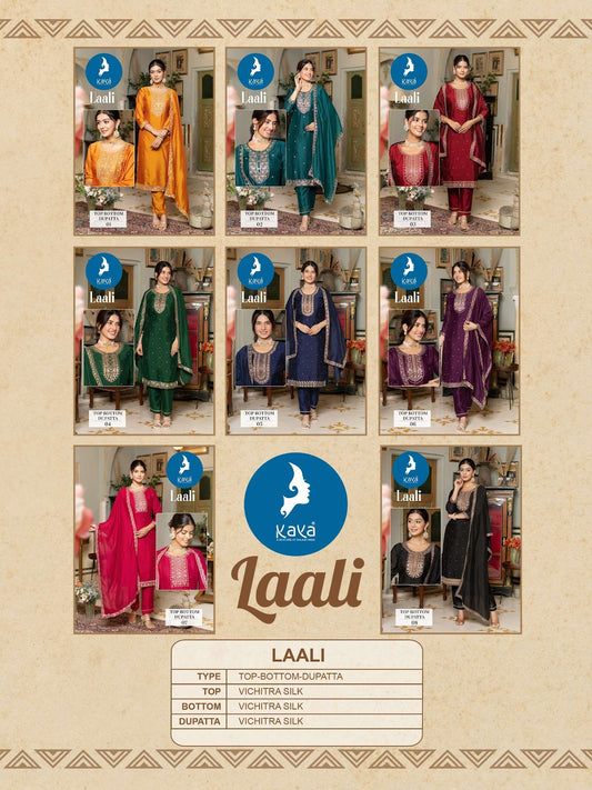 Laali Kaya Vichitra Silk Readymade Pant Style Suits Wholesaler India