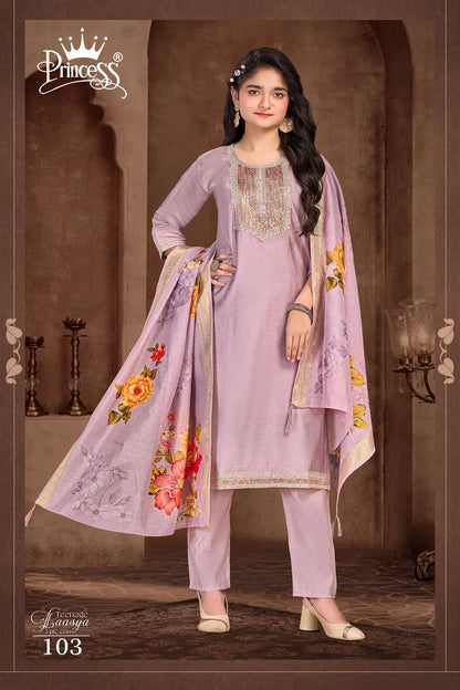 Laasya Princess Creation Roman Girls Readymade Pant Suits Wholesaler