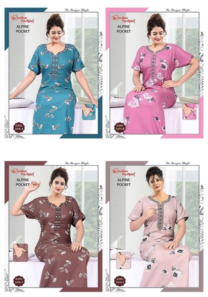 Lace Neckline Ruchee Fashion Alpine Night Gowns Wholesaler Ahmedabad