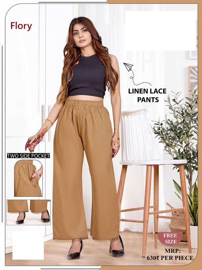 Lace Pants 0509 Flory Linen Branded Palazzo Exporter Gujarat