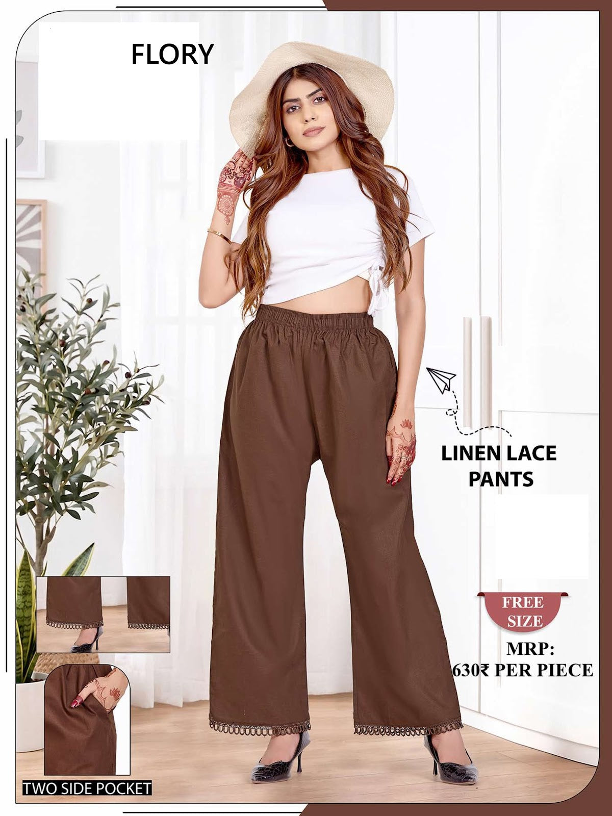 Lace Pants 0509 Flory Linen Branded Palazzo Exporter Gujarat