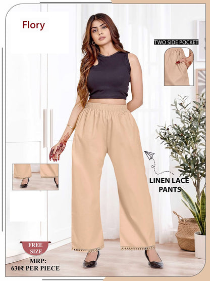 Lace Pants 0509 Flory Linen Branded Palazzo Exporter Gujarat