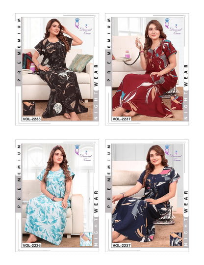 Lace Pattern Diamond Queen Rayon Night Gowns Supplier Ahmedabad