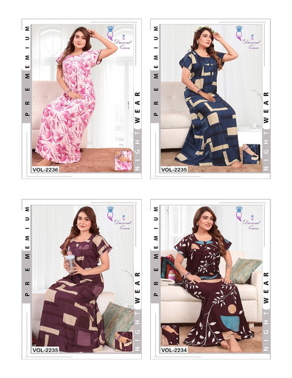 Lace Pattern Diamond Queen Rayon Night Gowns Supplier Ahmedabad