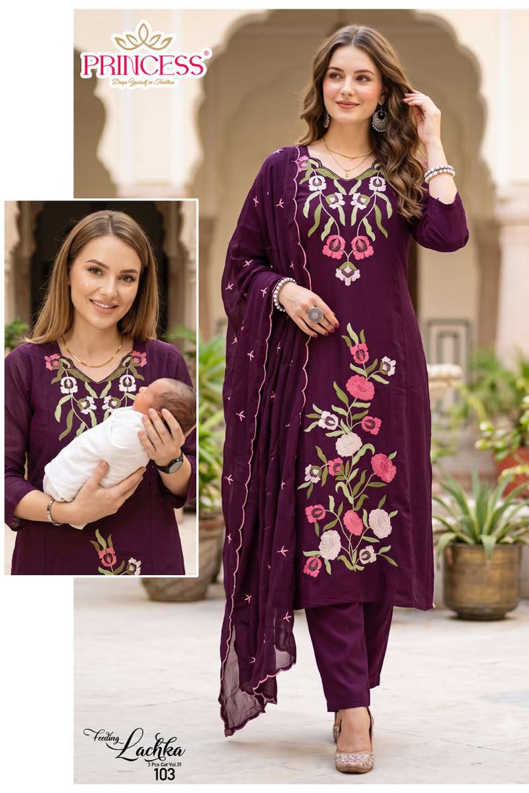 Lachka Princess Creation Roman Feeding Readymade Suit Manufacturer