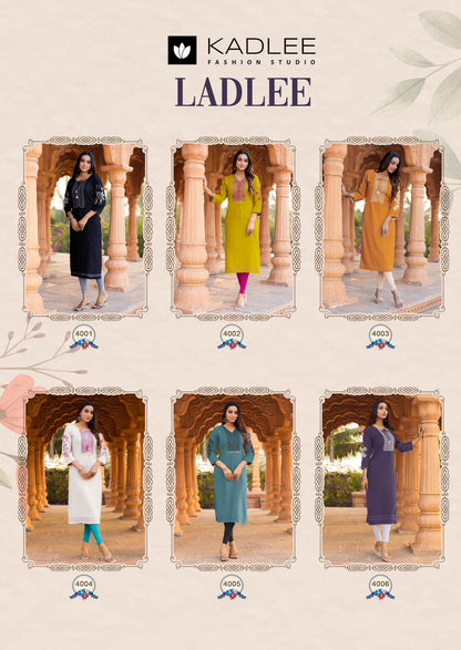 Ladlee Kadlee Rayon Knee Length Kurtis Supplier