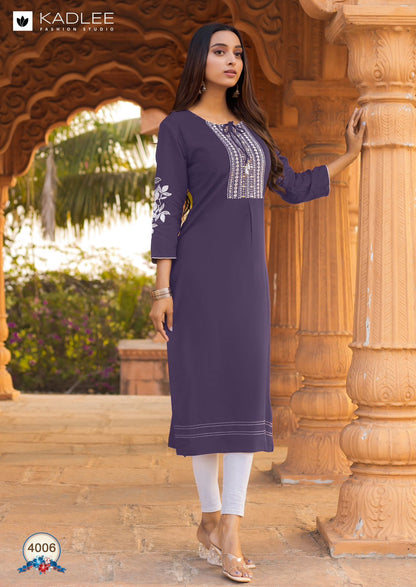 Ladlee Kadlee Rayon Knee Length Kurtis Supplier