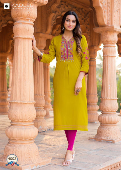 Ladlee Kadlee Rayon Knee Length Kurtis Supplier