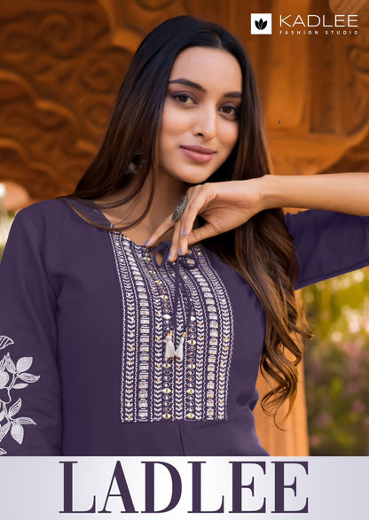 Ladlee Kadlee Rayon Knee Length Kurtis Supplier