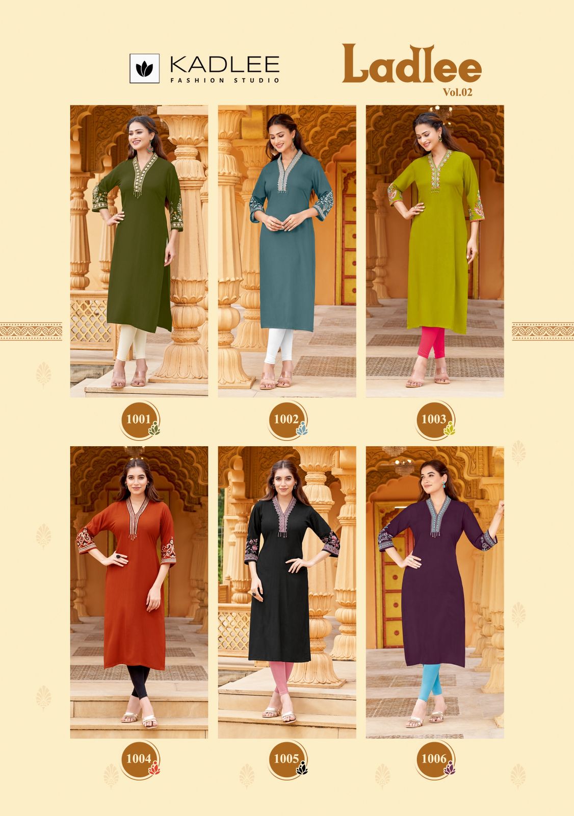 Ladlee Vol 2 Kadlee Rayon Long Straight Kurti Wholesaler Ahmedabad