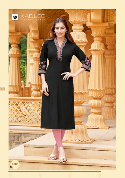 Ladlee Vol 2 Kadlee Rayon Long Straight Kurti Wholesaler Ahmedabad
