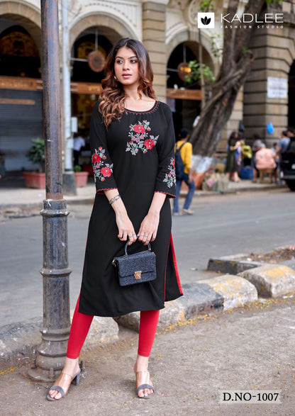 Ladlee Vol 3 Kadlee Heavy Rayon Long Straight Kurti Wholesale