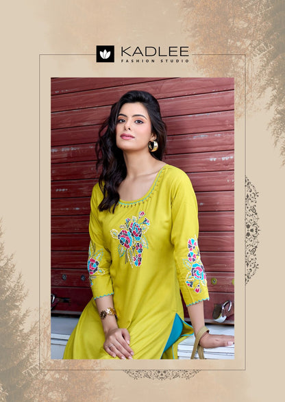 Ladlee Vol 3 Kadlee Heavy Rayon Long Straight Kurti Wholesale
