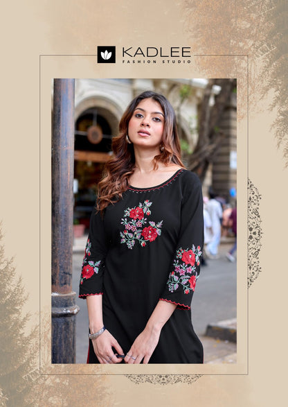 Ladlee Vol 3 Kadlee Heavy Rayon Long Straight Kurti Wholesale