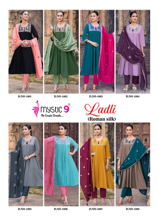 Ladli Vol 1 Mystic 9 Roman Silk Readymade Anarkali Suits Manufacturer India