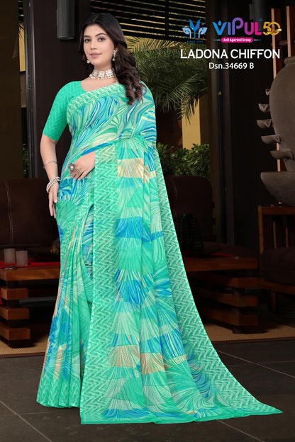 Ladona 34669 Vipul Chiffon Sarees Manufacturer India