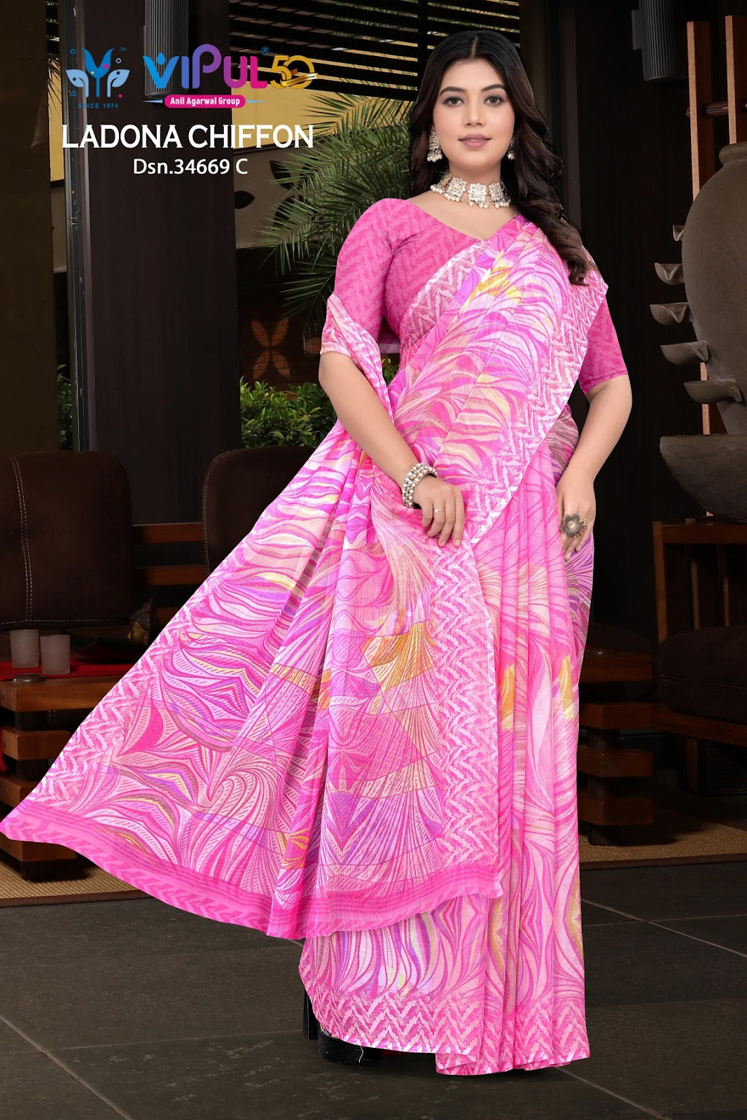Ladona 34669 Vipul Chiffon Sarees Manufacturer India