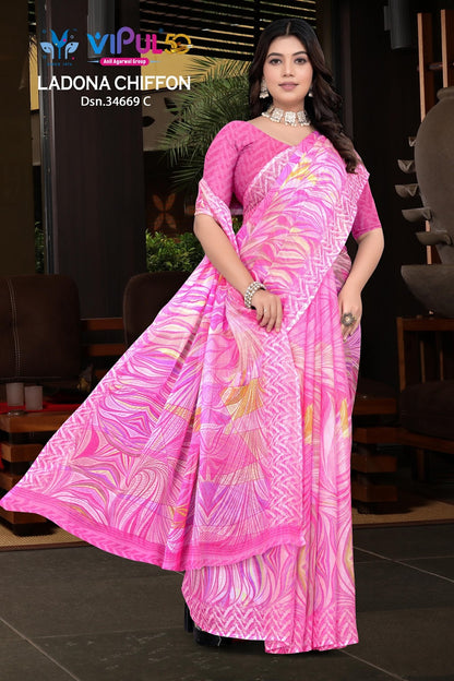 Ladona 34669 Vipul Chiffon Sarees Manufacturer India