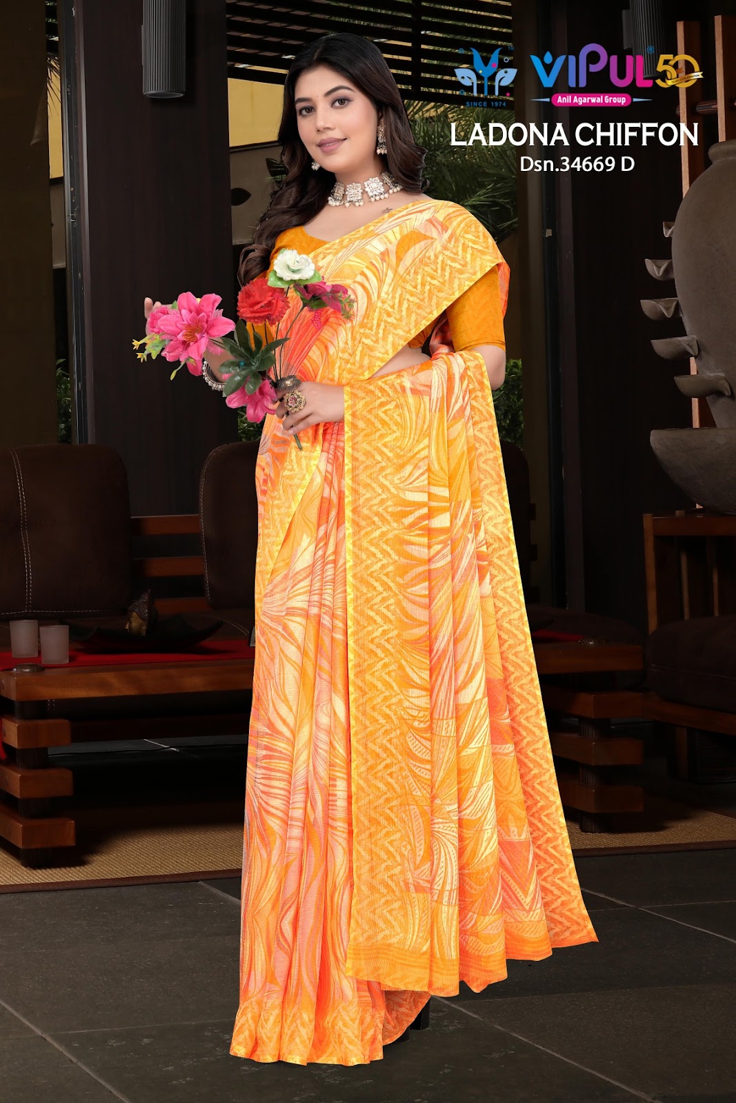 Ladona 34669 Vipul Chiffon Sarees Manufacturer India