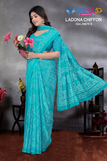 Ladona 34670 Vipul Chiffon Sarees Exporter Ahmedabad