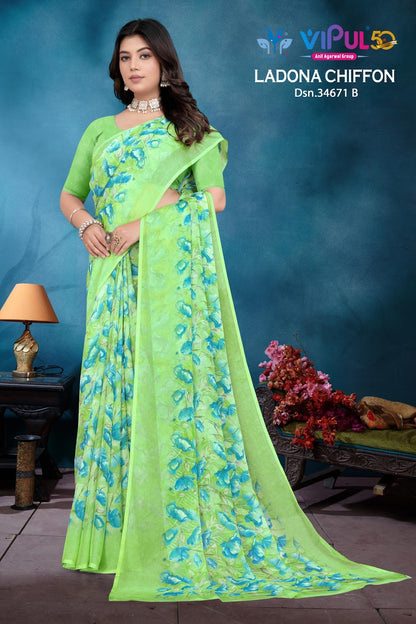 Ladona 34671 Vipul Chiffon Sarees Wholesale Price