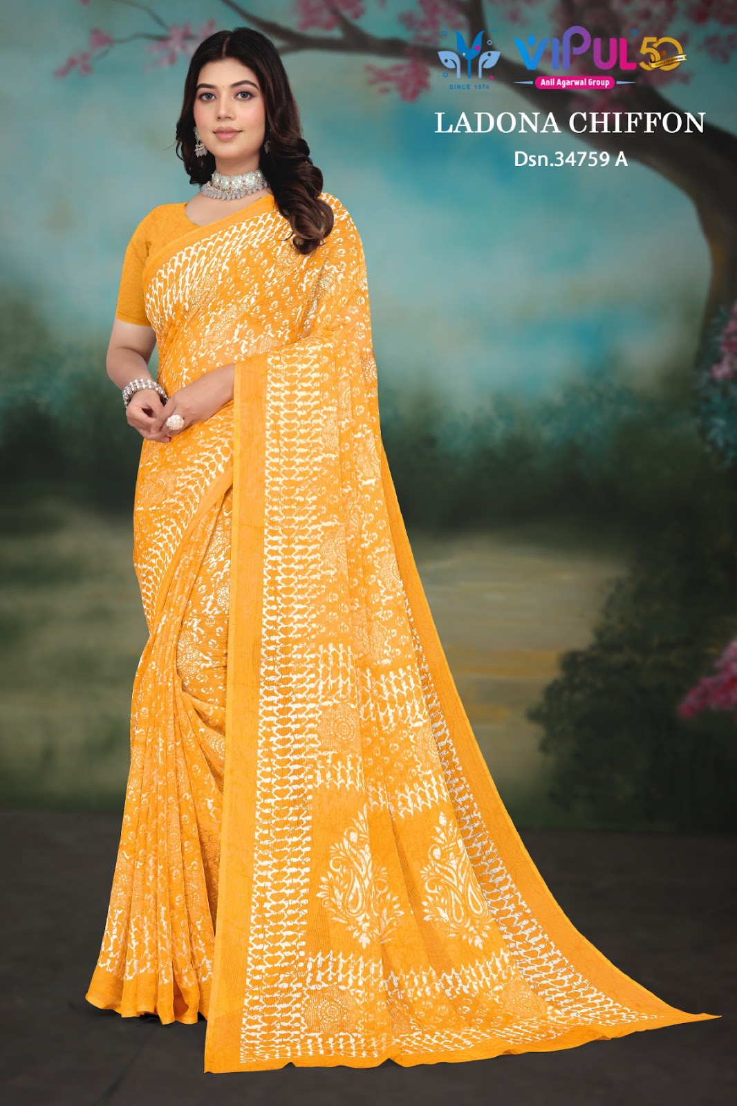 Ladona 34759 Vipul Chiffon Sarees Supplier