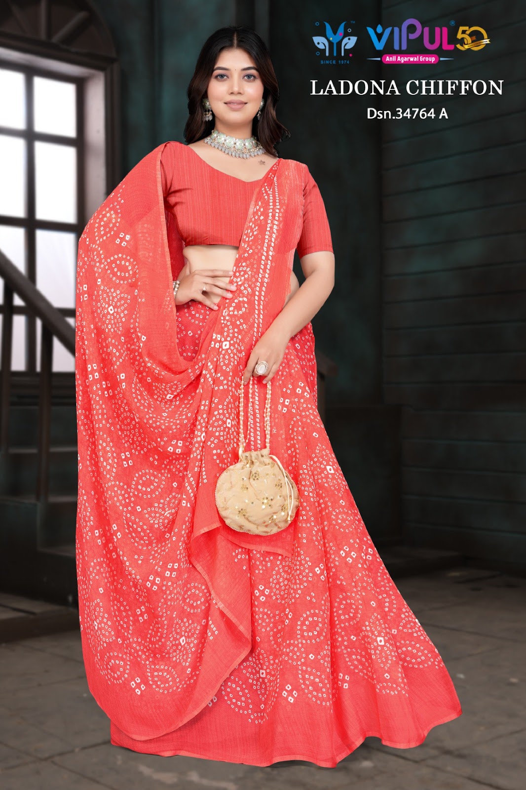 Ladona 34764 Vipul Chiffon Sarees Wholesale