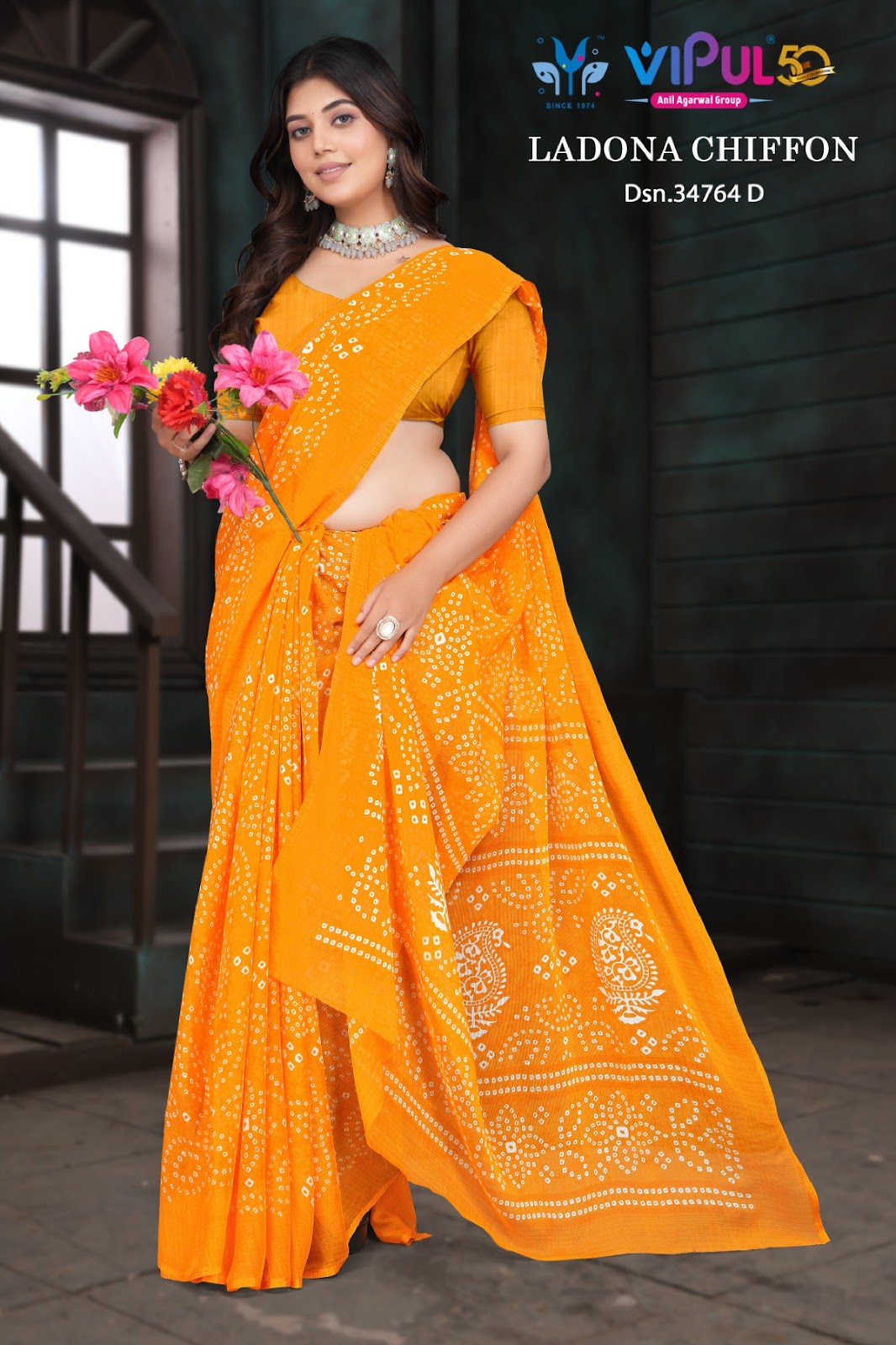 Ladona 34764 Vipul Chiffon Sarees Wholesale