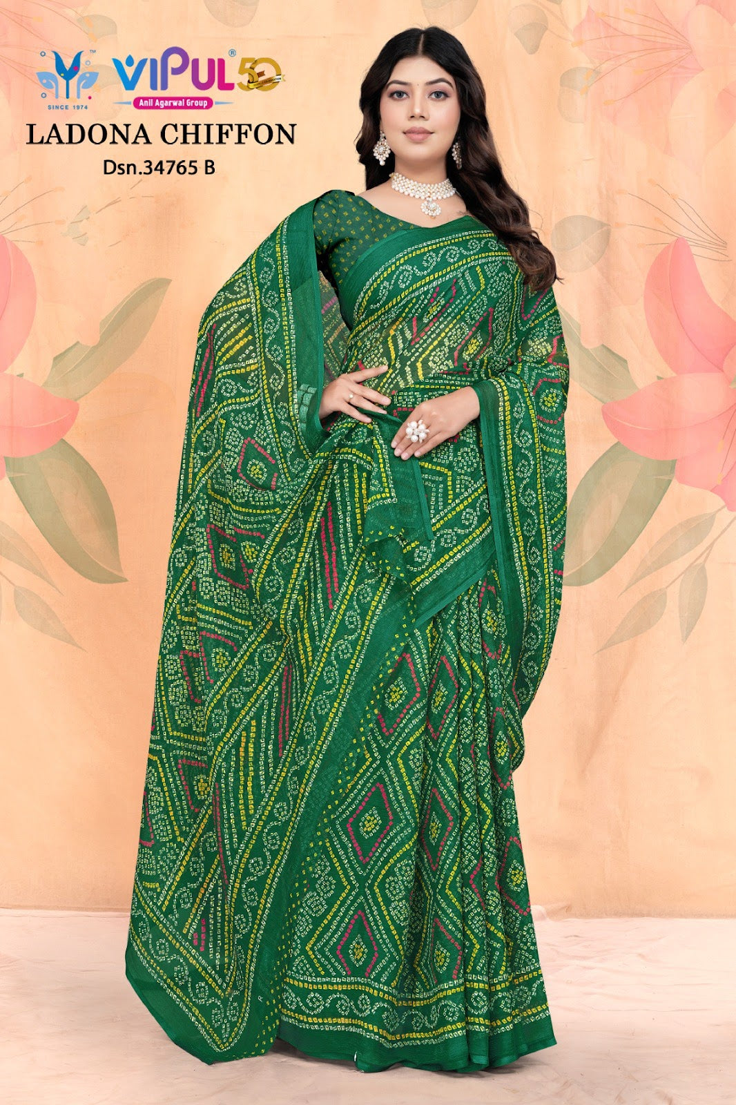 Ladona 34765 Vipul Chiffon Sarees Wholesaler Gujarat