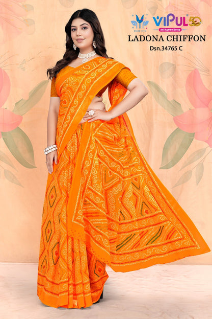 Ladona 34765 Vipul Chiffon Sarees Wholesaler Gujarat