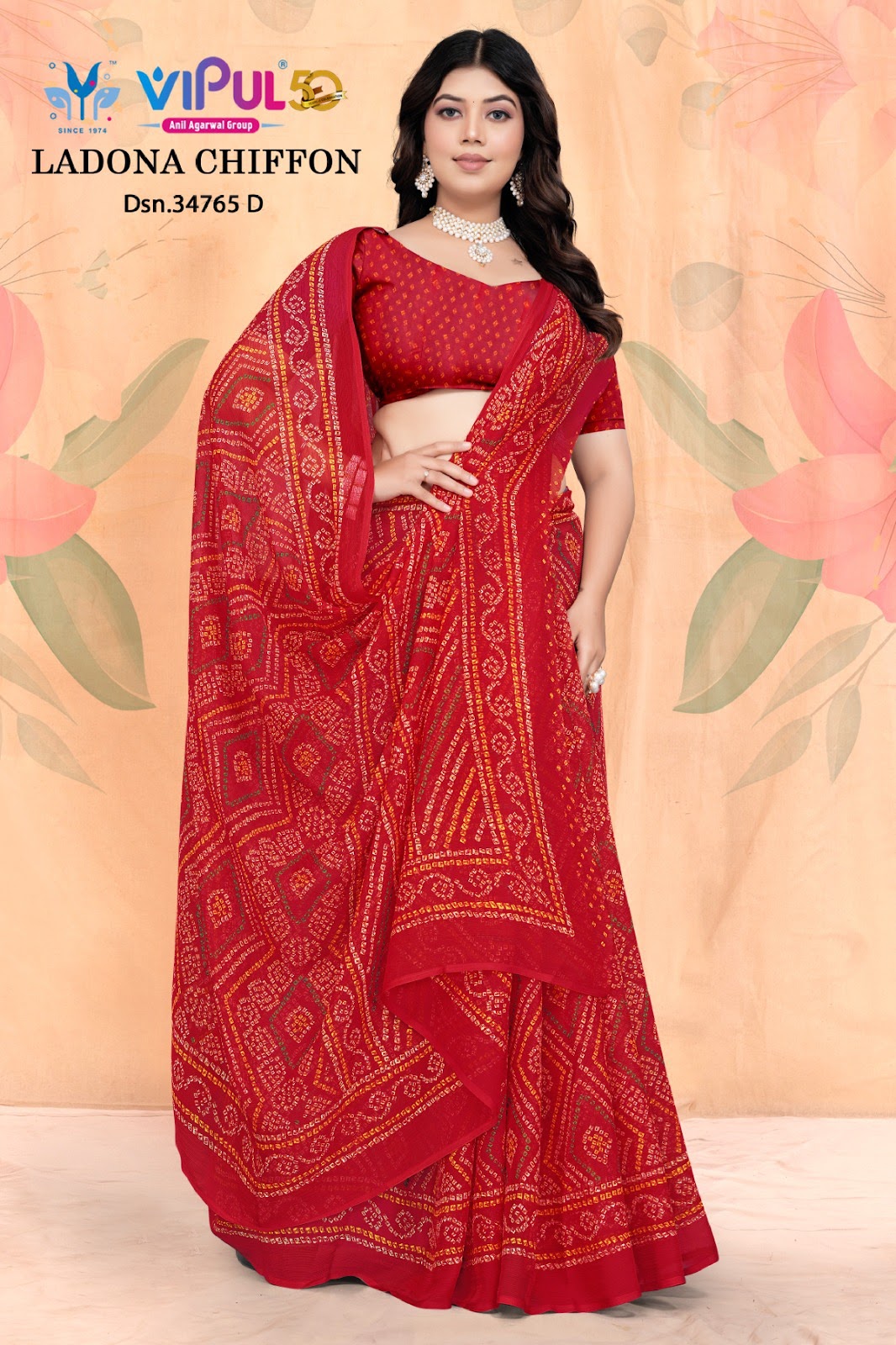 Ladona 34765 Vipul Chiffon Sarees Wholesaler Gujarat
