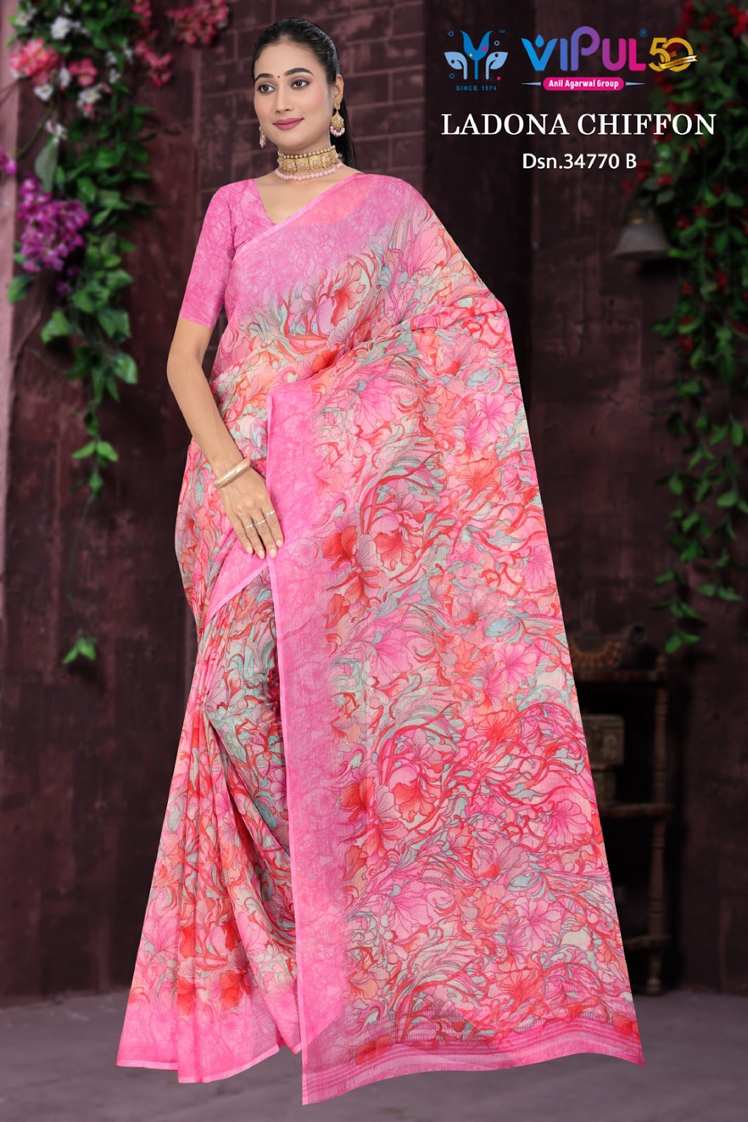 Ladona 34770 Vipul Chiffon Sarees Wholesale Rate