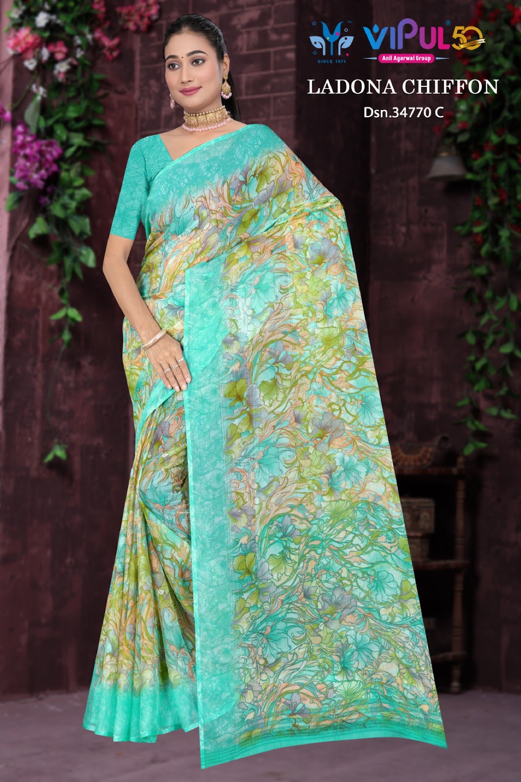 Ladona 34770 Vipul Chiffon Sarees Wholesale Rate