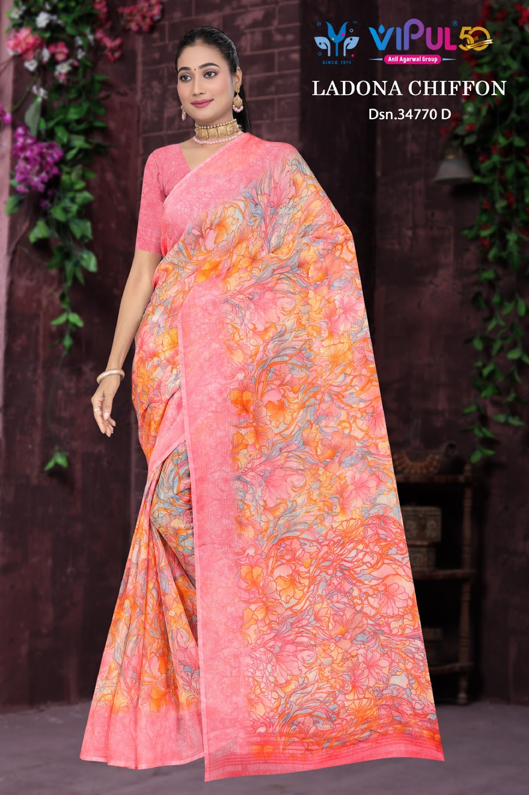 Ladona 34770 Vipul Chiffon Sarees Wholesale Rate