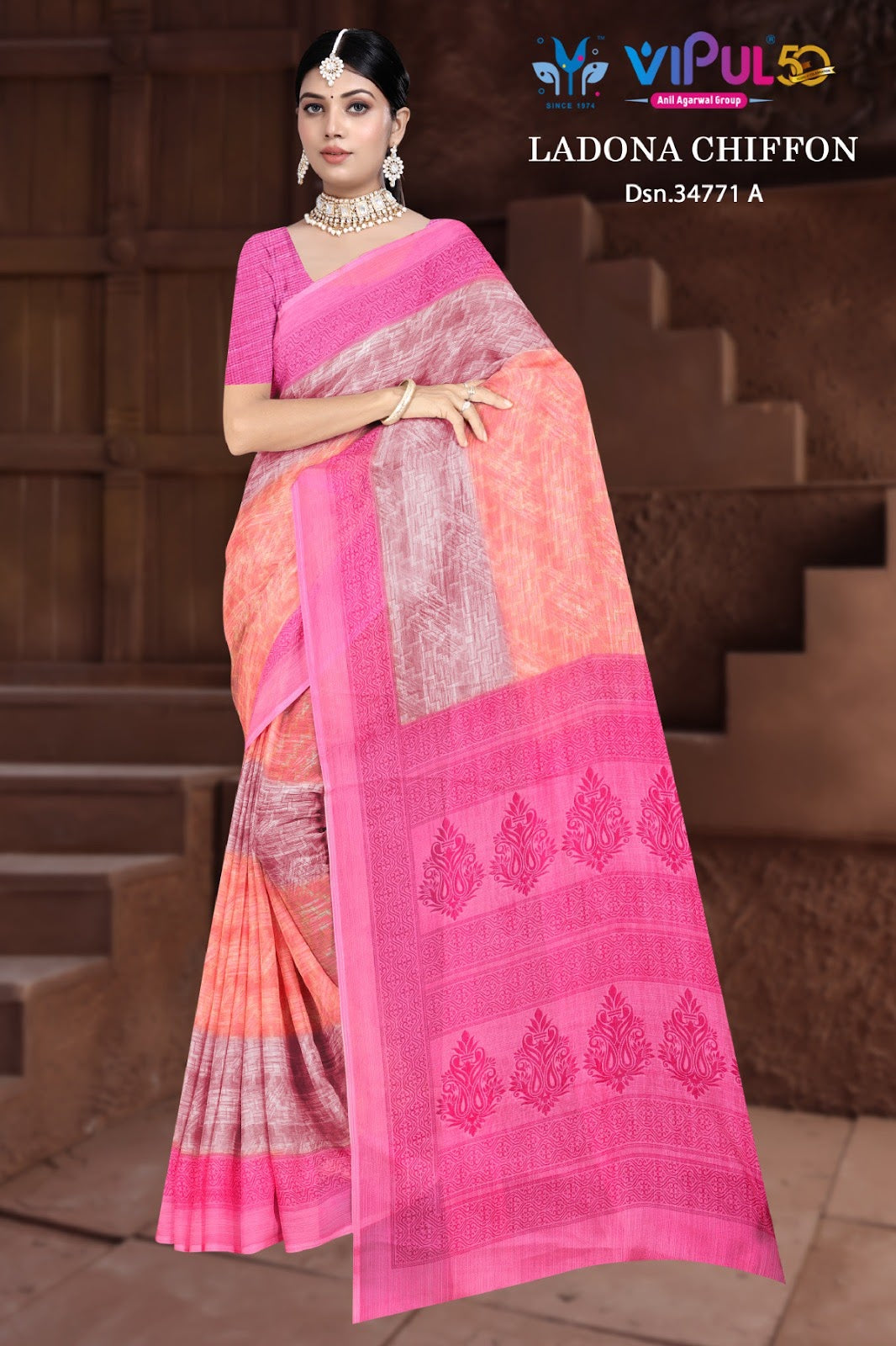 Ladona 34771 Vipul Chiffon Sarees Manufacturer