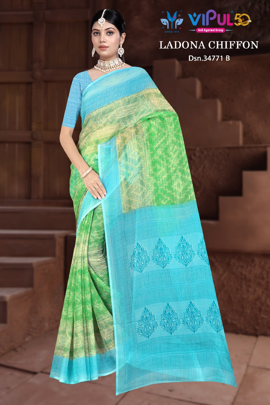 Ladona 34771 Vipul Chiffon Sarees Manufacturer